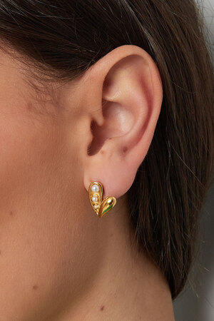 Boucles d'oreilles coeur ouvert perles - doré h5 Image3
