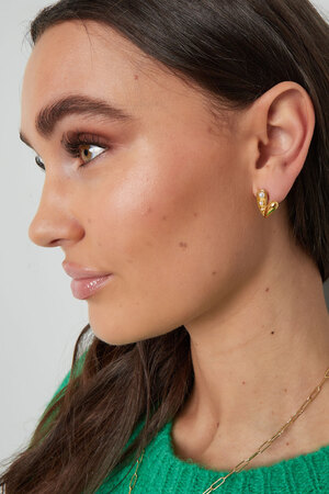 Open pearl heart earrings - gold h5 Picture4