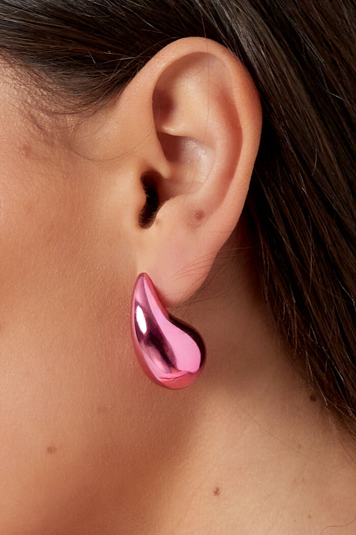 Kleurrijke druppel oorbellen - roze Afbeelding3