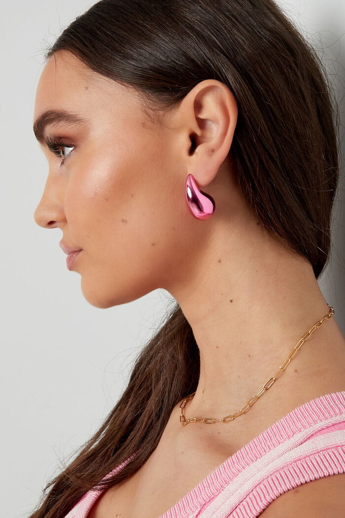Boucles d'oreilles pendantes colorées - fuchsia Image4