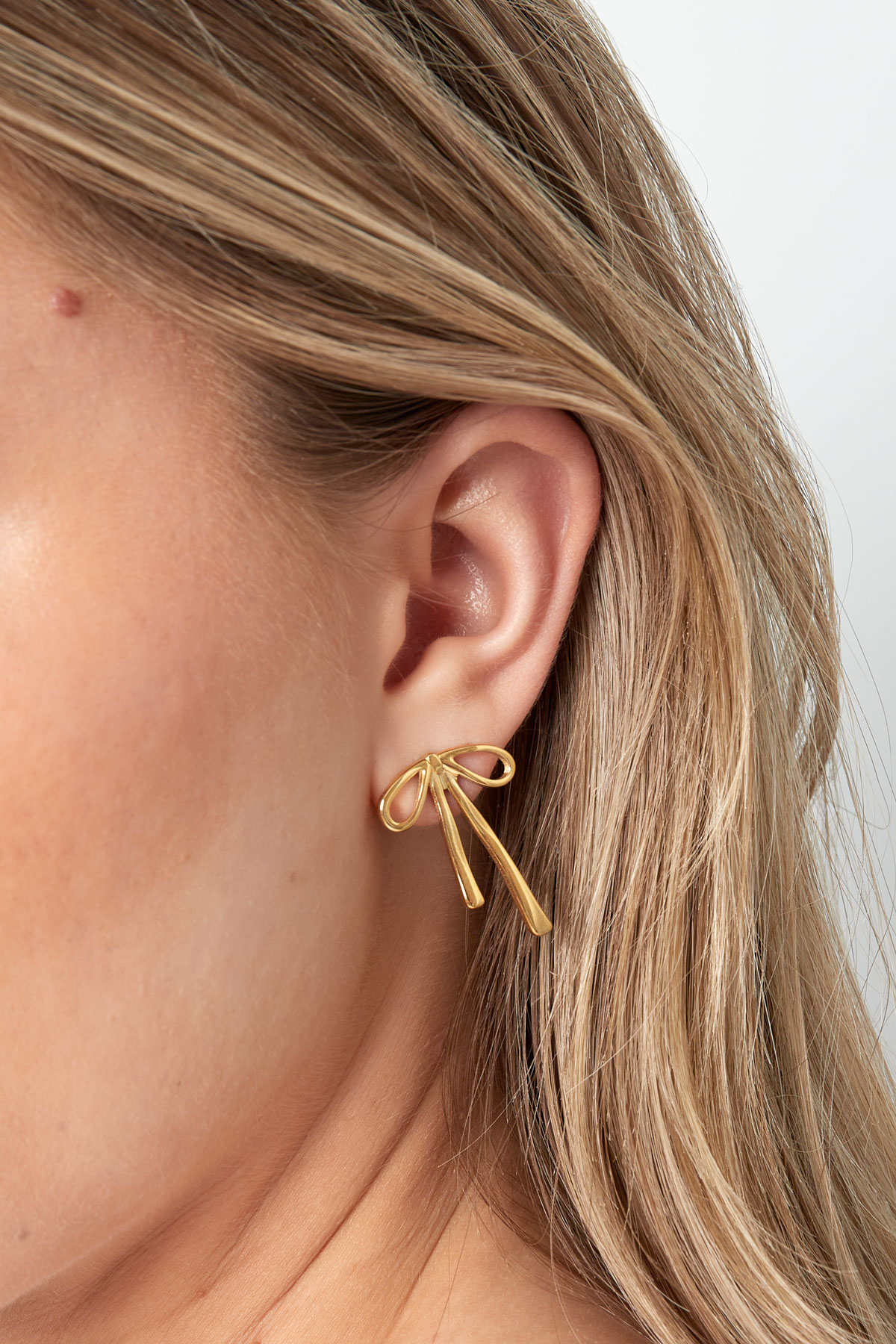 Ear studs hanging bow - gold h5 Picture3