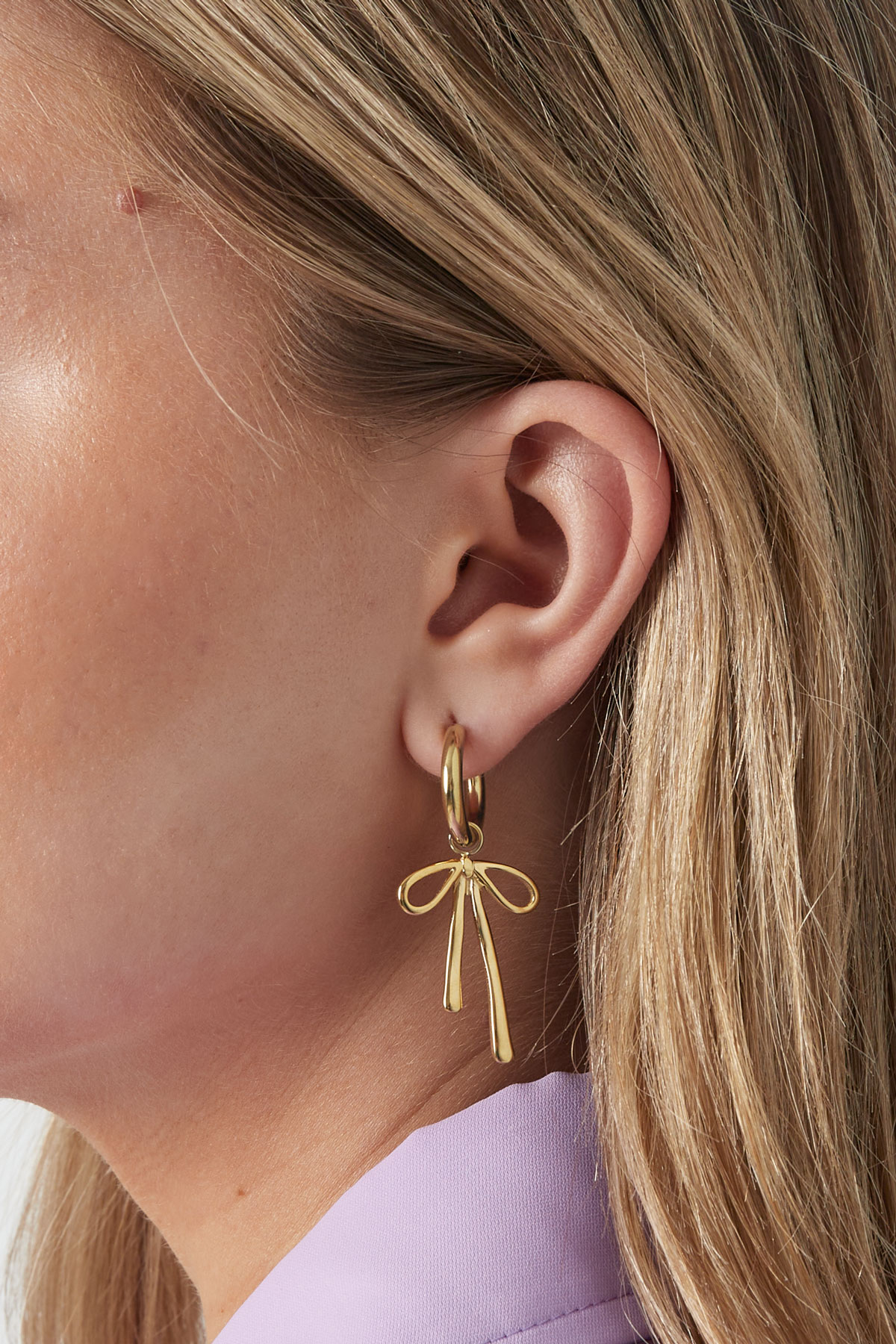Hanging bow earrings - gold h5 Picture3