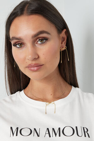 link earrings with bow - gold h5 Picture2