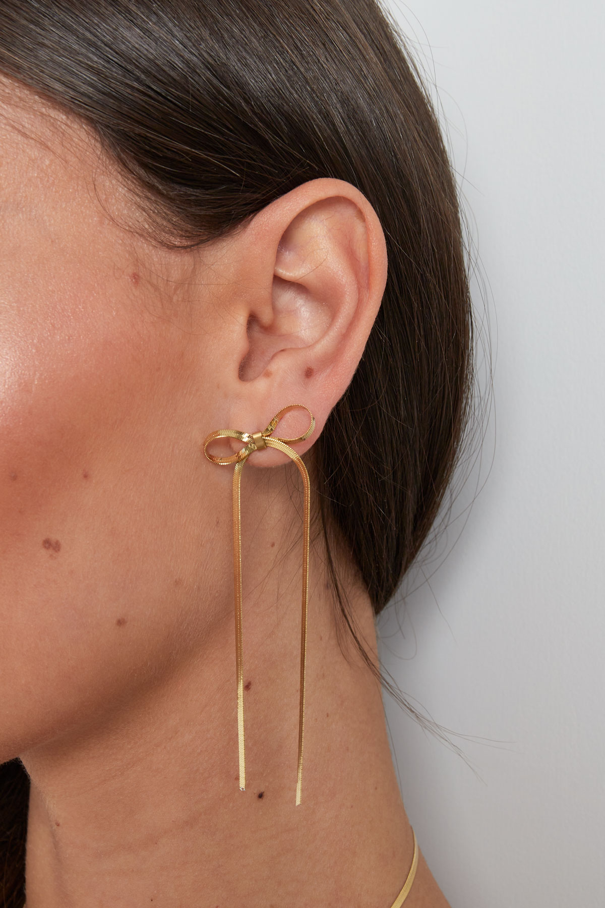 Boucles d'oreilles avec noeud long - doré h5 Image3
