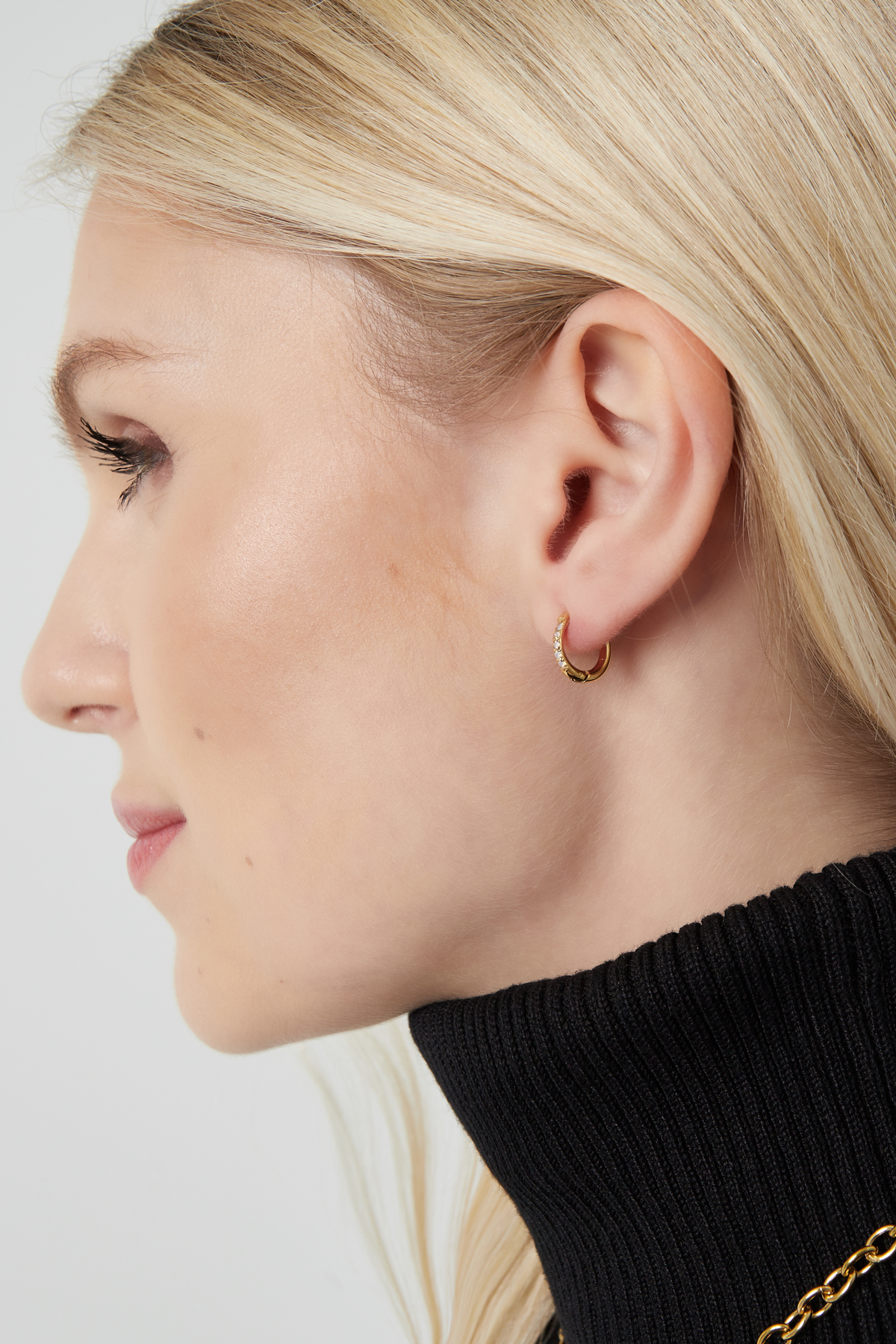 Petites boucles d'oreilles avec pierres - doré h5 Image4