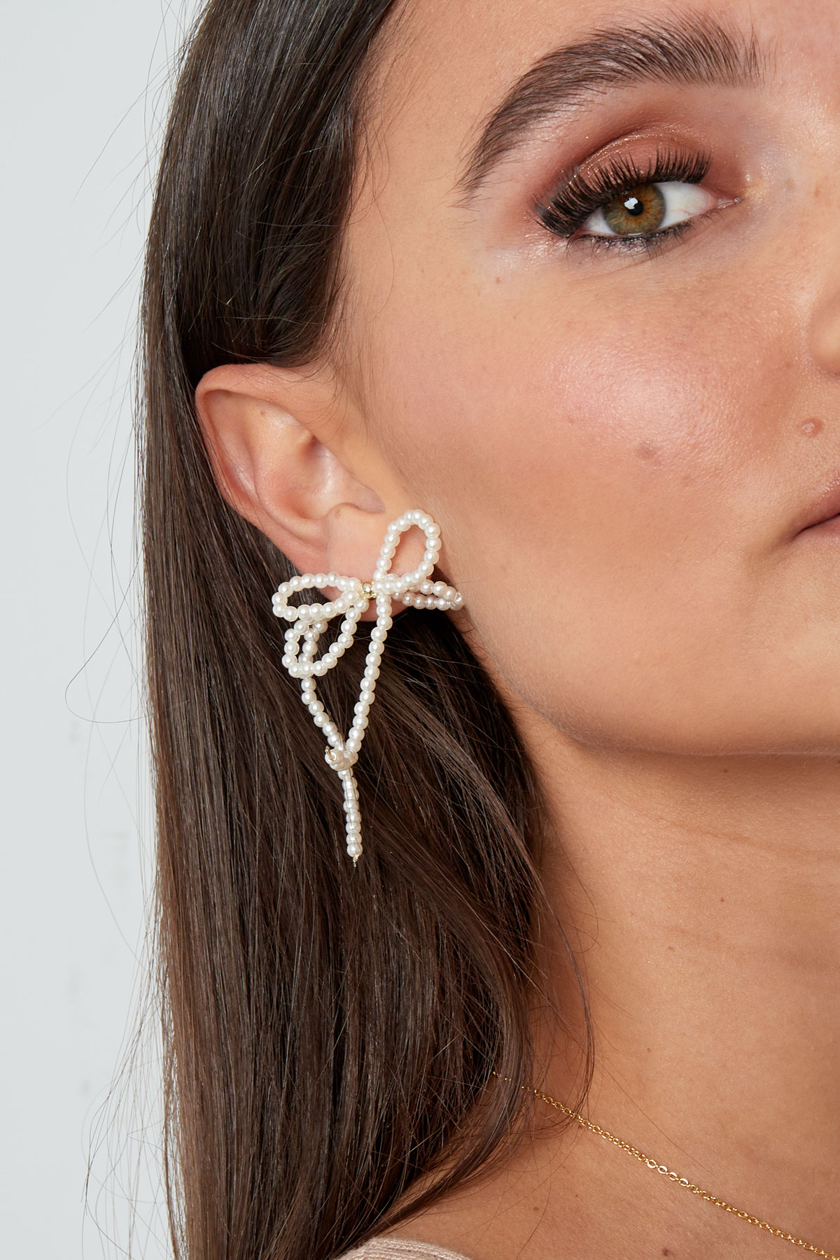 Boucles d'oreilles perle avec double noeud  h5 Image3