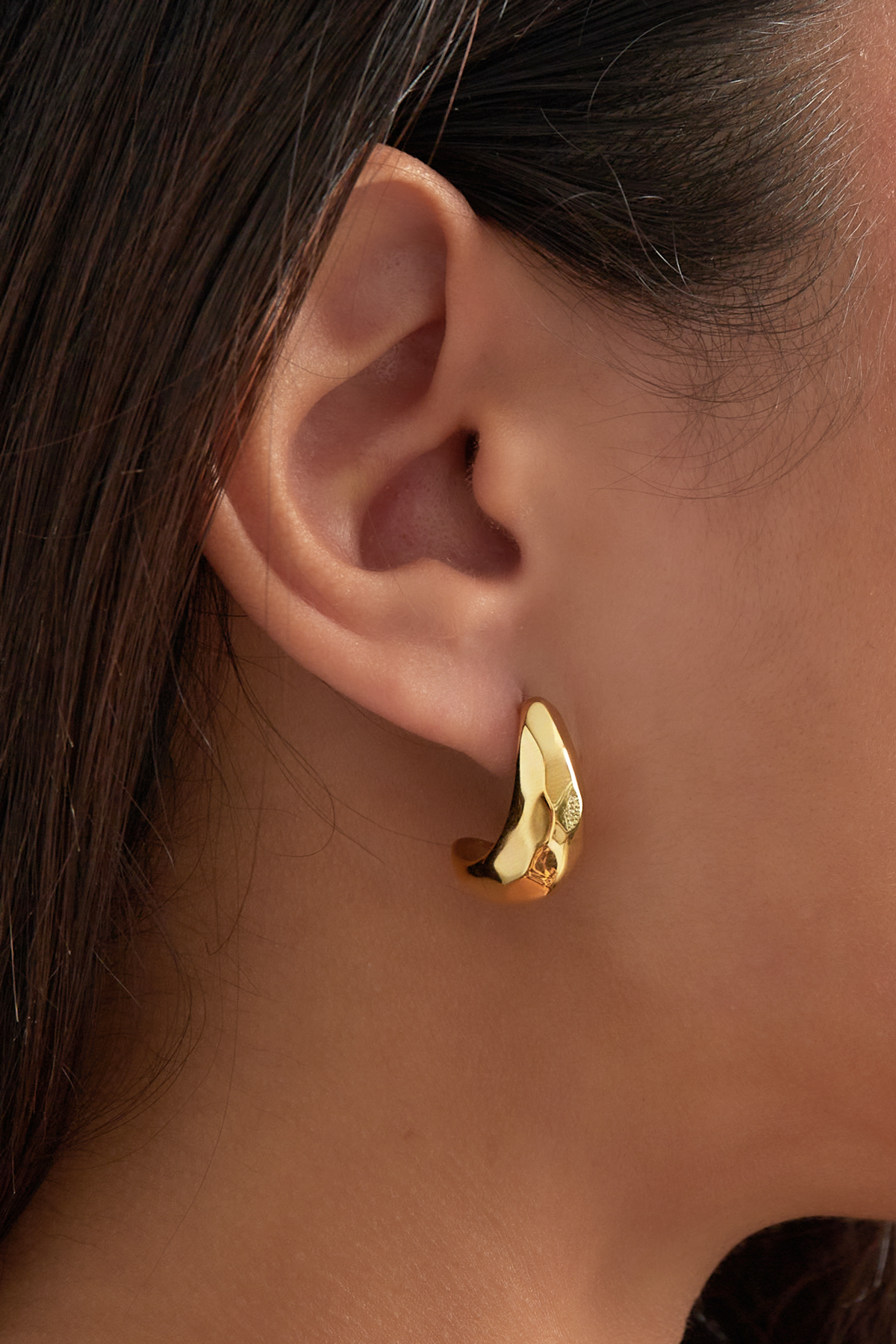 Boucles d'oreilles lune structurées - doré   h5 Image3