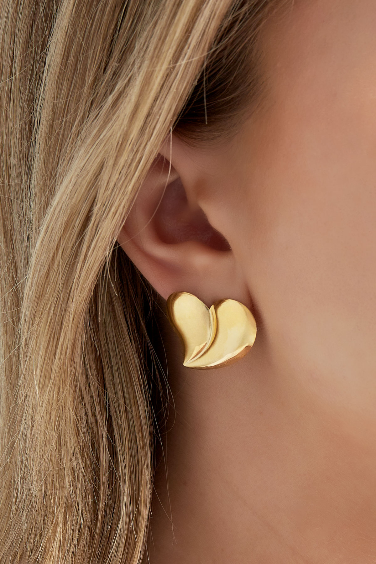 Boucles d'oreilles coeur chromé - doré h5 Image3