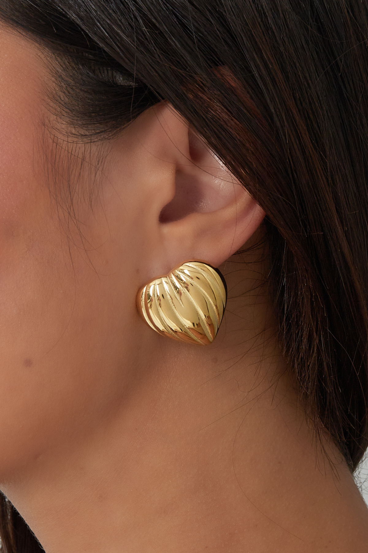 Boucles d'oreilles coeur énorme - doré Image3