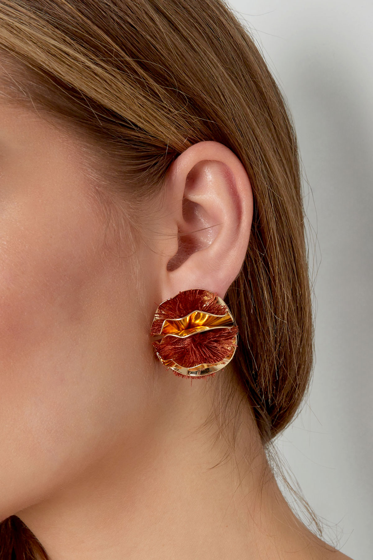 Colorful Flower statement earrings - burgundy