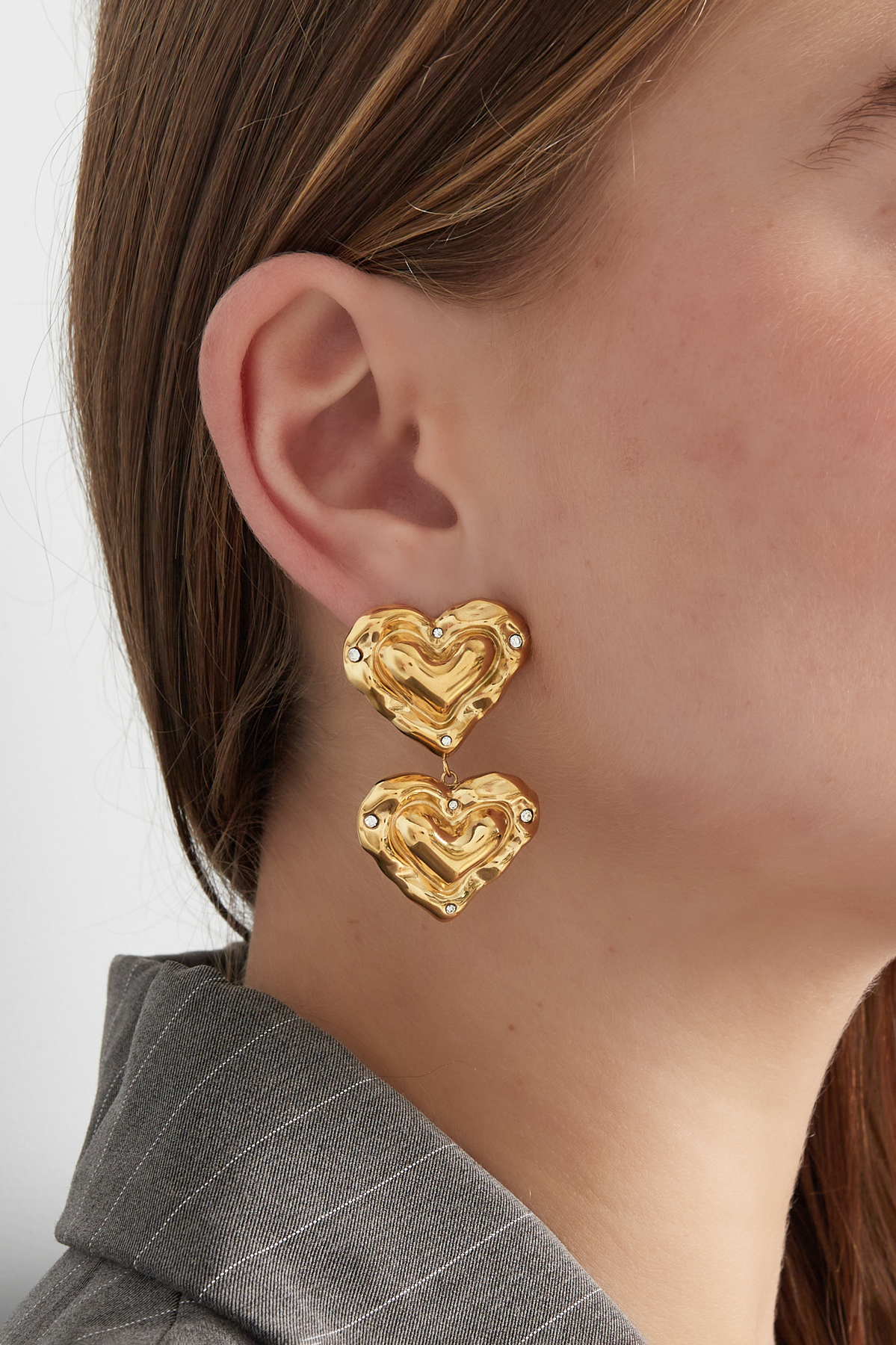 Bubbly hearts earrings - Gold color