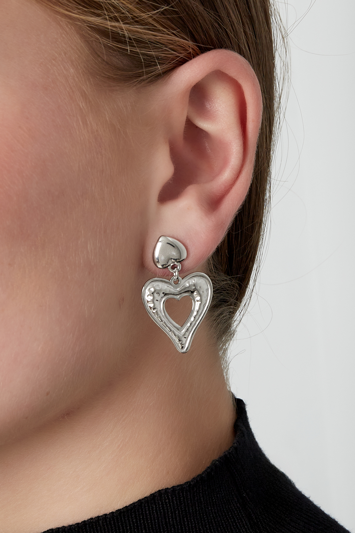 Boucle d'oreille l'amour est dans l'air - argent h5 Image2