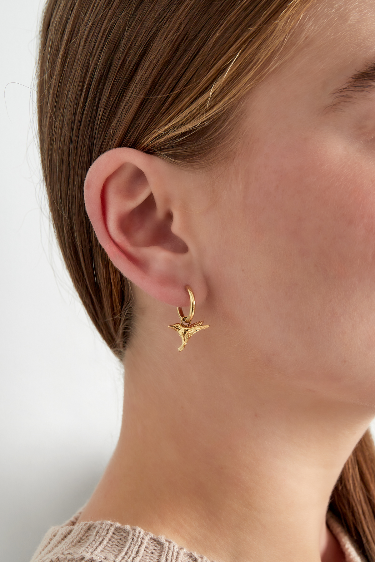 Elegant bird earrings - gold h5 Picture2