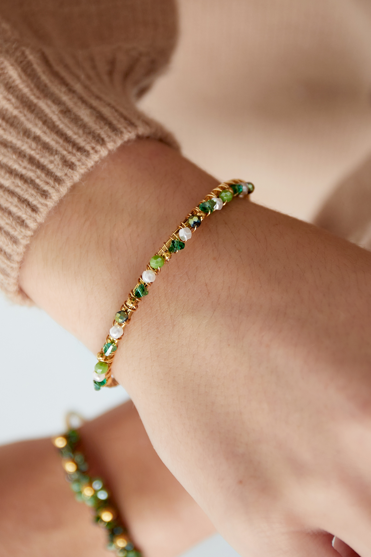 Beady Bangle armband - groen h5 Afbeelding2