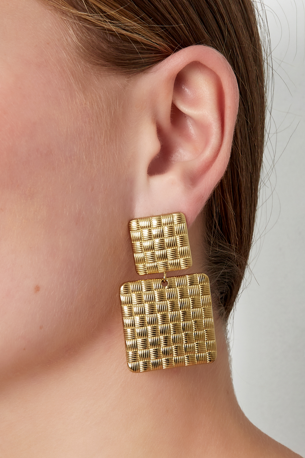 Textured Blocks earrings - gold h5 Picture2