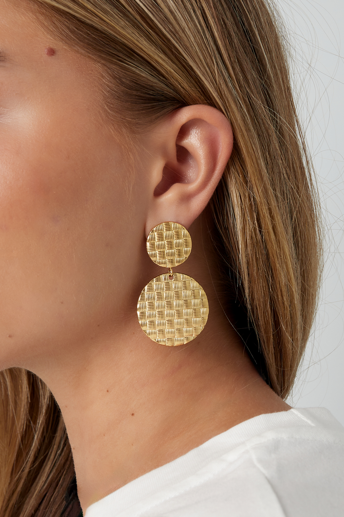 Textured Rounds earrings - gold h5 Picture2