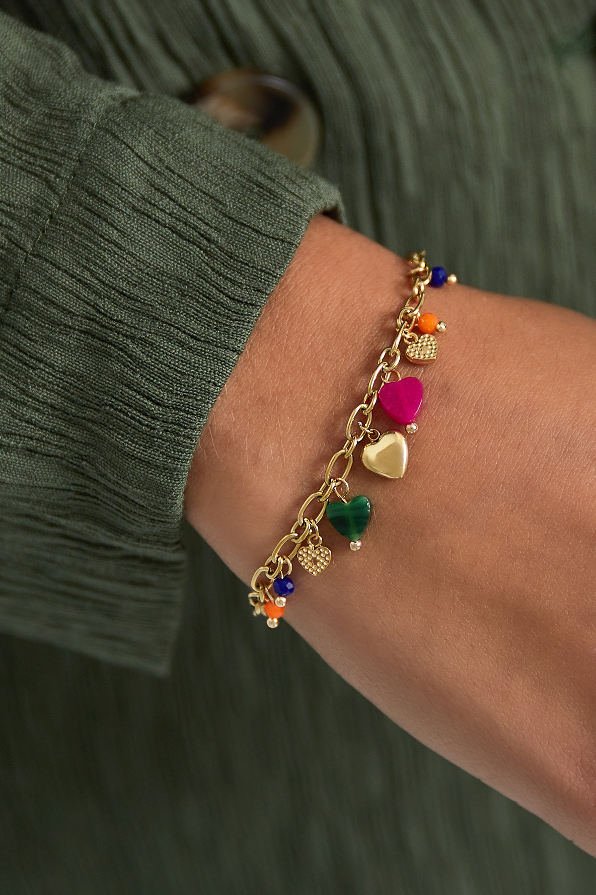 Vibrant hearts bracelet - Gold color 2