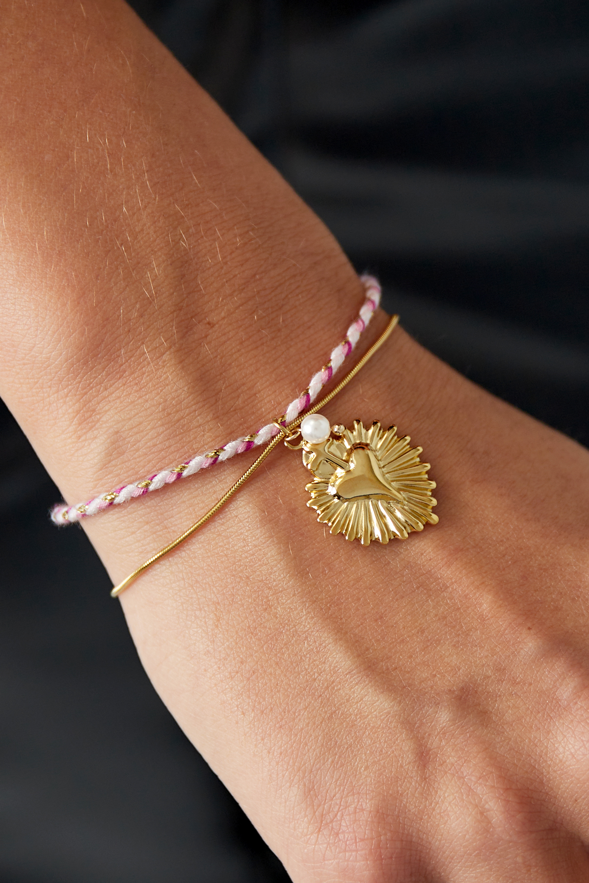 Love laced bracelet - Pink and gold color