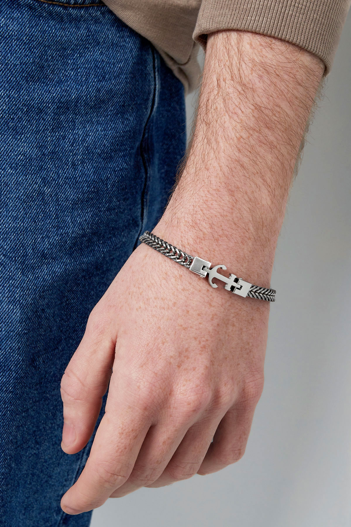 Men's bracelet anchor cuff - silver h5 Picture2