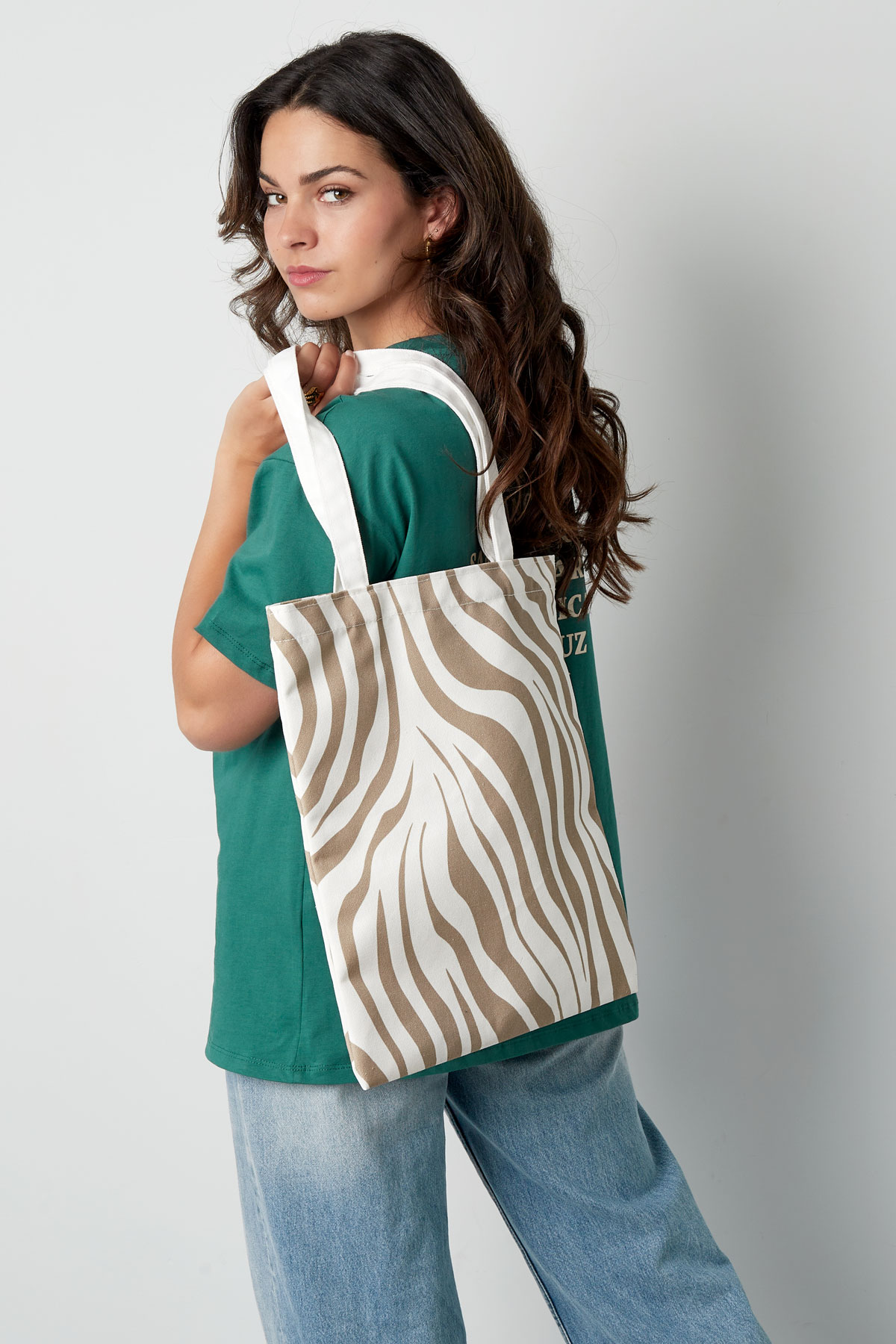 Canvas shopper zebra print - beige 2