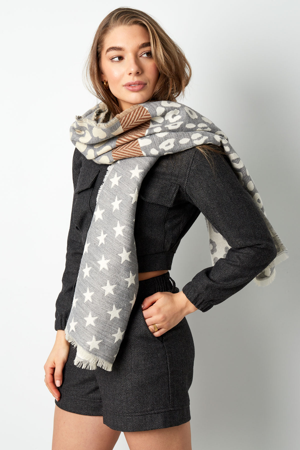 Scarf star & leopard duo - Grey 2