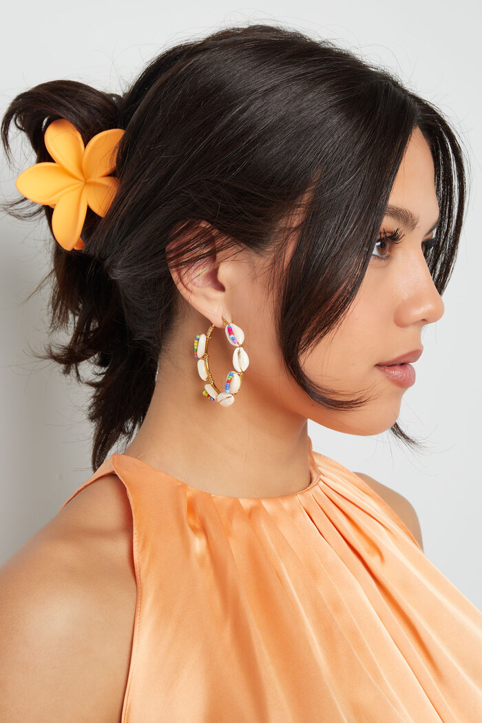 Hair clip flower - orange Plastic Picture2