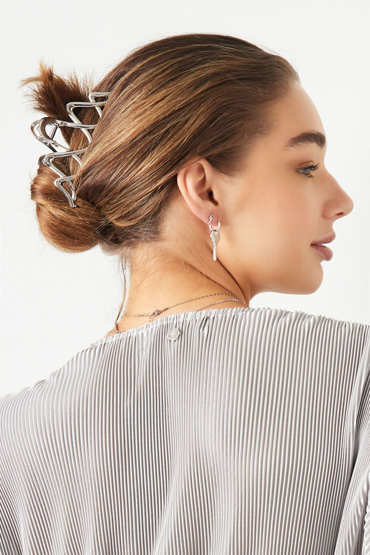 Fermaglio per capelli elegante - Metallo argentato h5 Immagine2