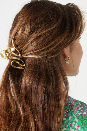 Barrette curl avec perle - Métal doré h5 Image2