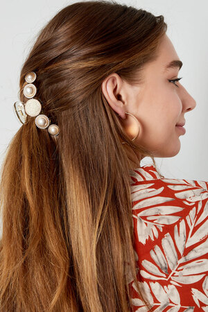 Pasador de pelo con perlas y rosa - oro h5 Imagen2