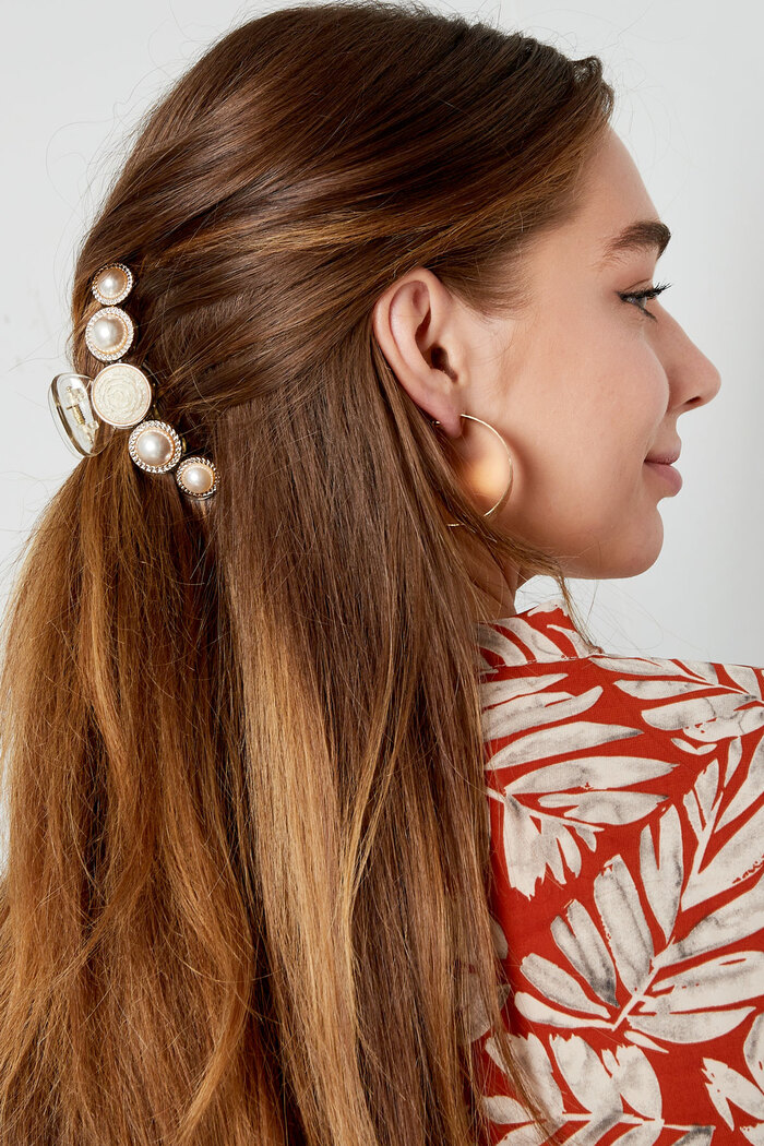 Barrette à cheveux perles avec rose - doré Image2