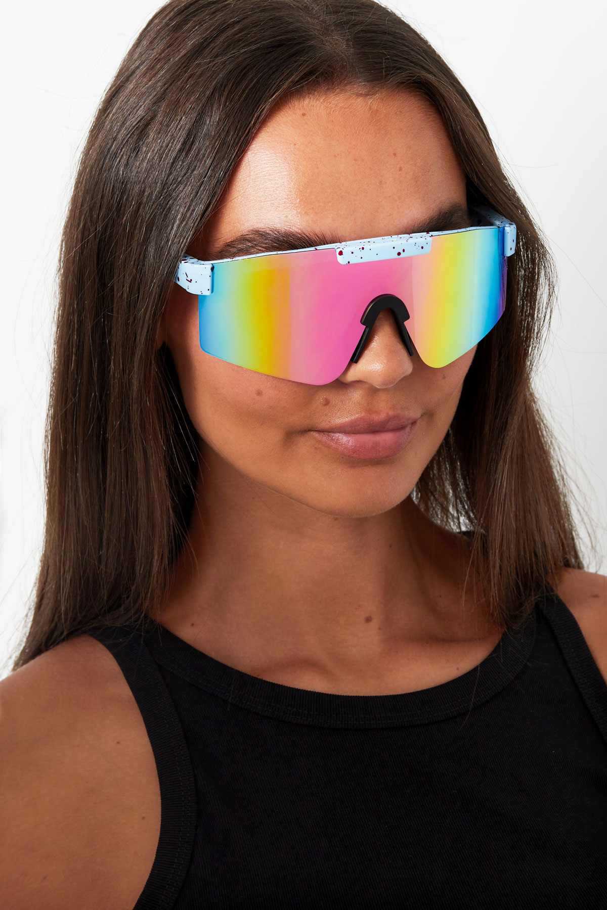 Occhiali da sole con lenti colorate stampate - nere Immagine2