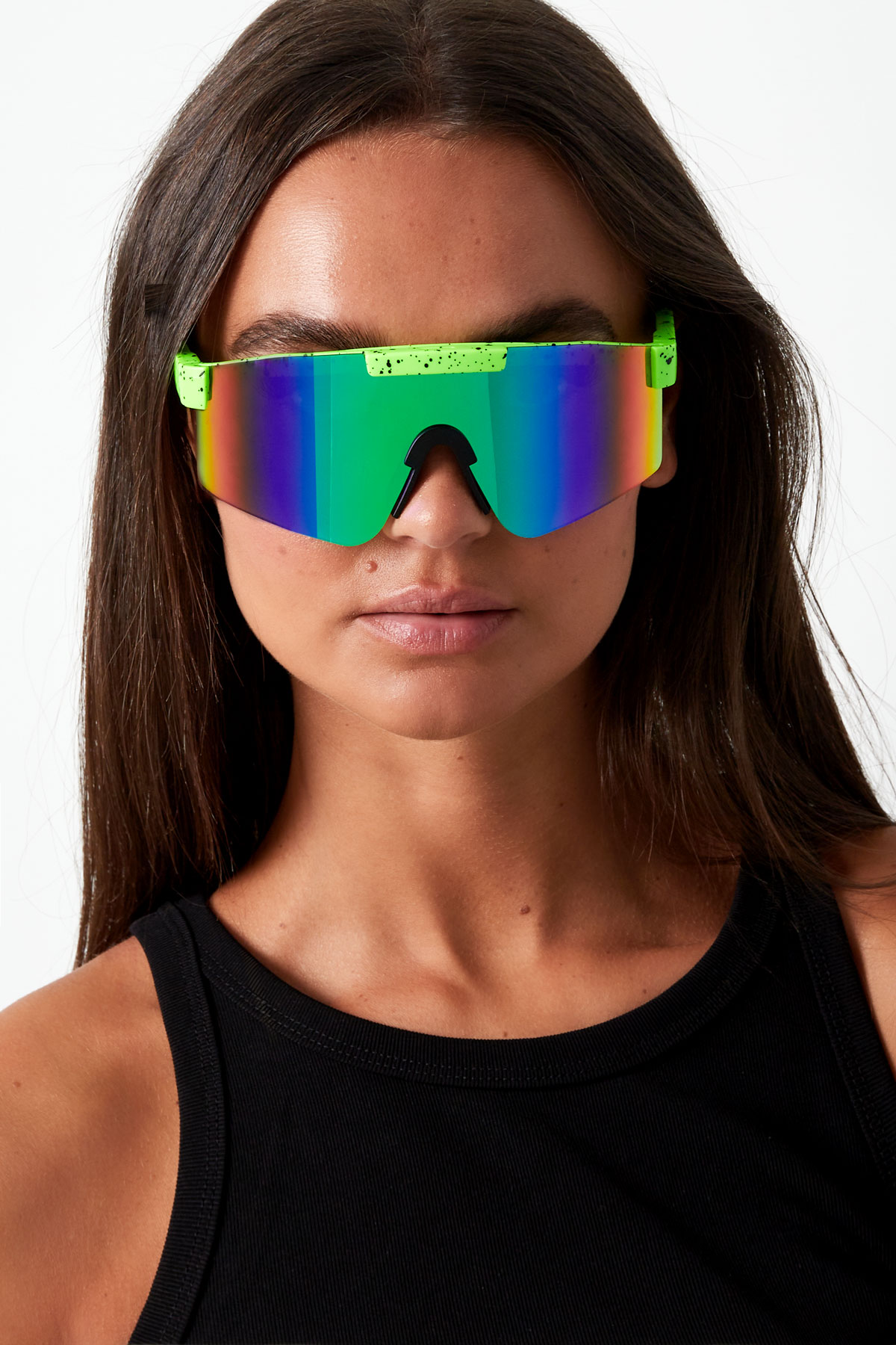 Occhiali da sole con lenti colorate stampate - nere Immagine5