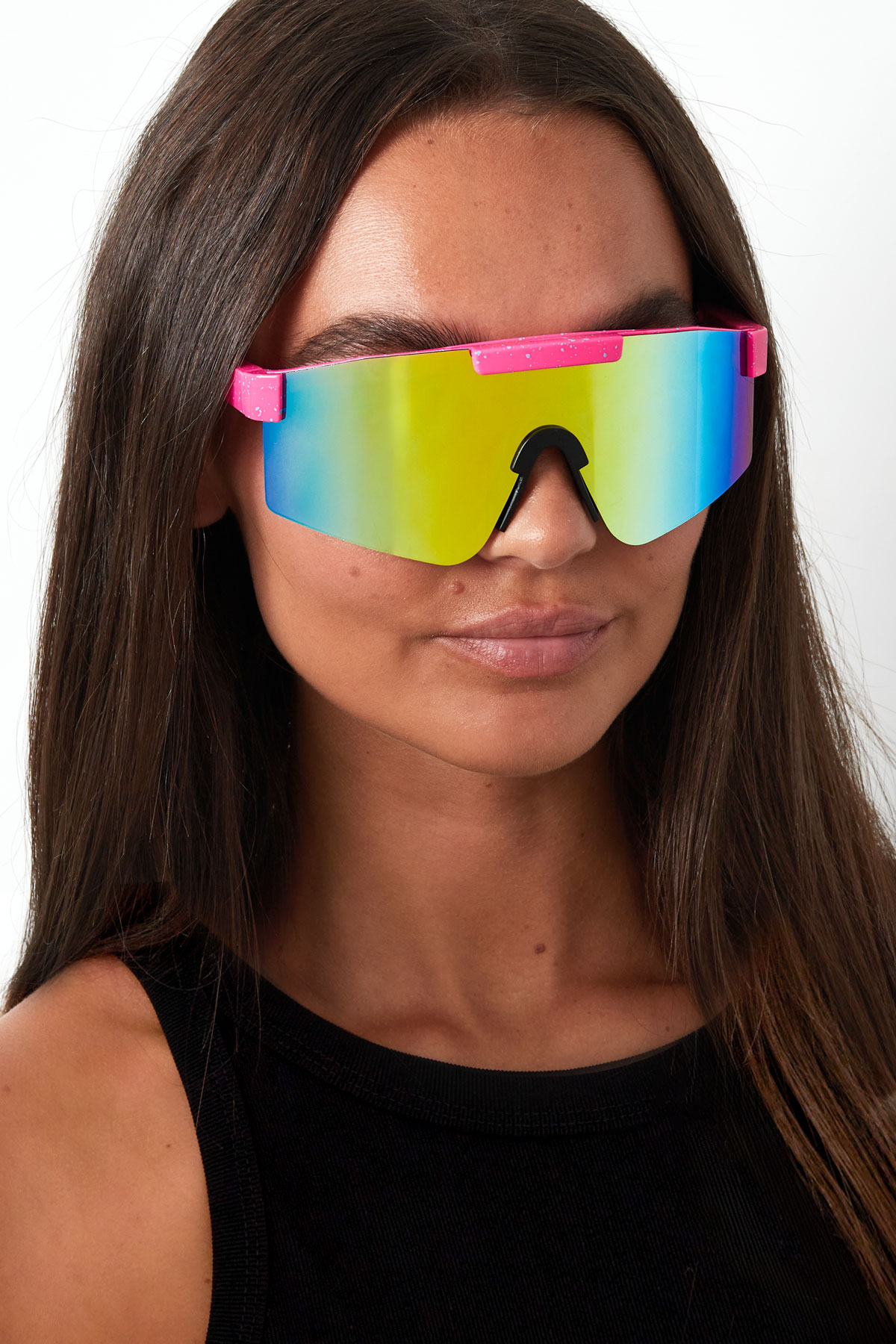 Occhiali da sole con lenti colorate stampate - nere Immagine4