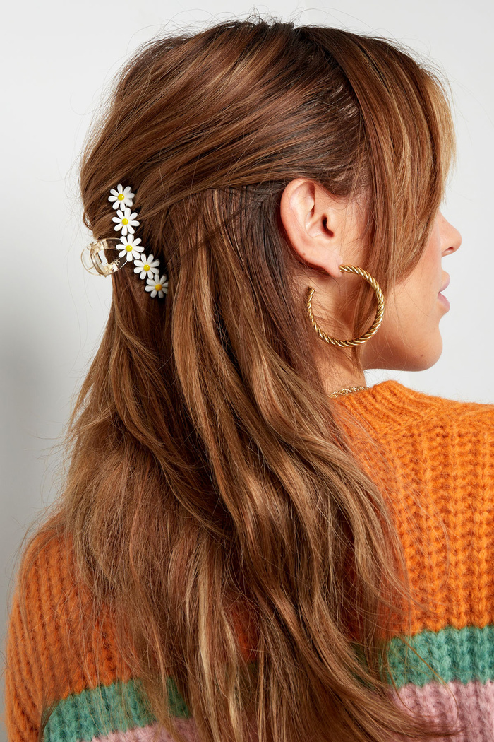Hair clip curl white flowers Picture2