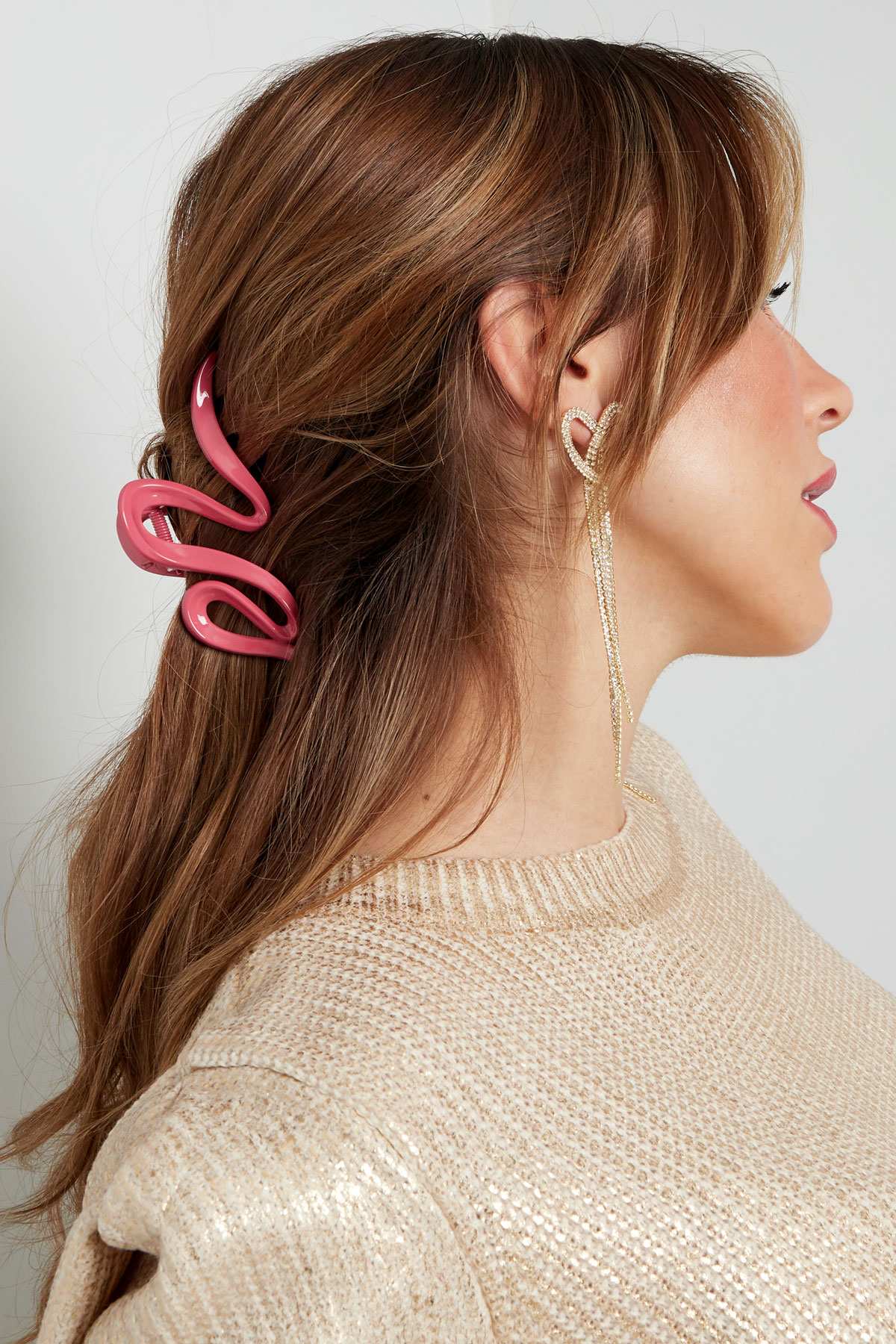 Fermaglio per capelli estetico arricciato - rosa h5 Immagine2