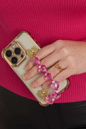 Short telephone cord with hearts - fuchsia h5 Picture3