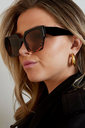Trendy köşeli güneş gözlüğü - kahverengi h5 Resim3