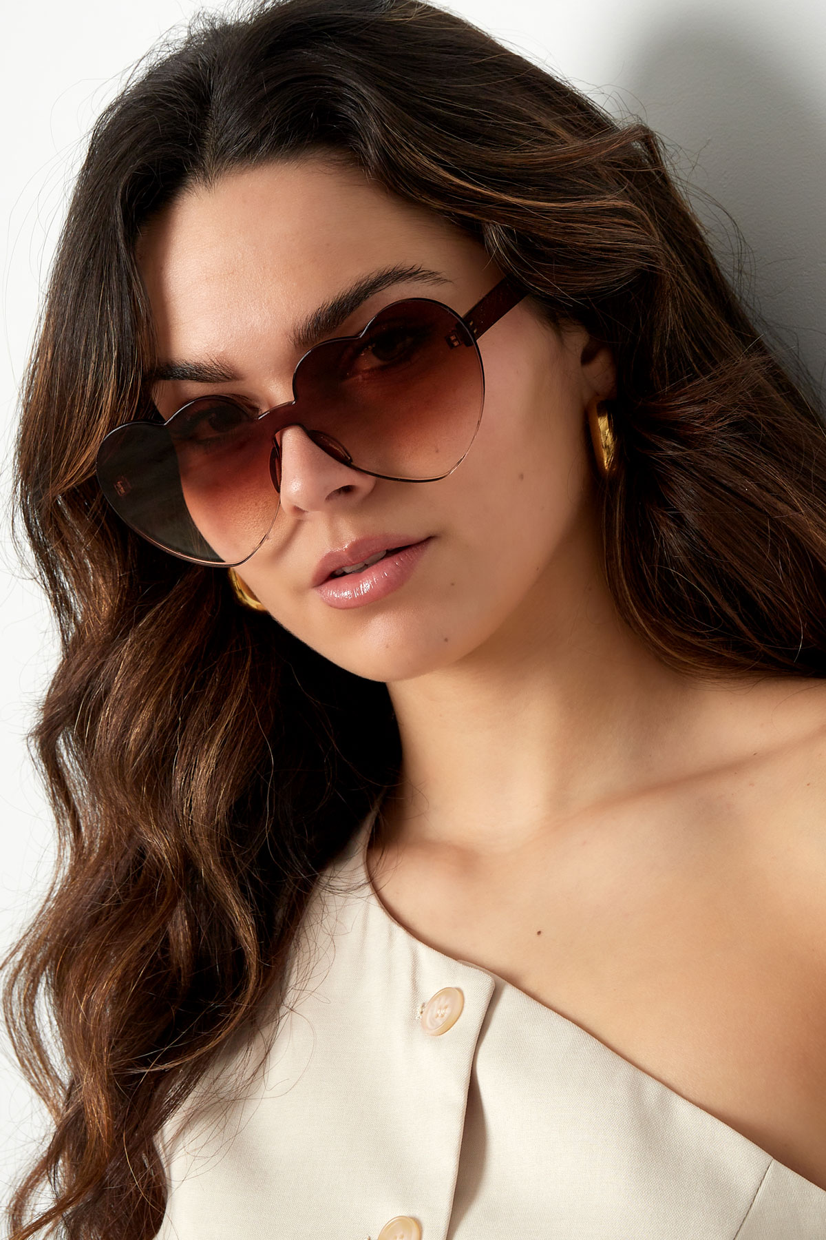 Sunglasses simple heart - camel h5 Picture2