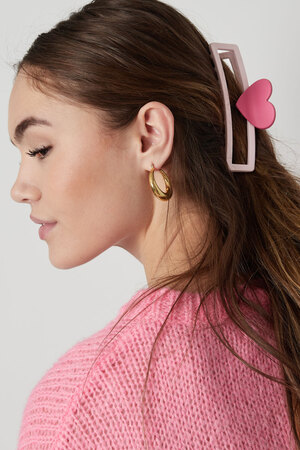 Haarspange mit herzförmigem Griff – rosa h5 Bild2