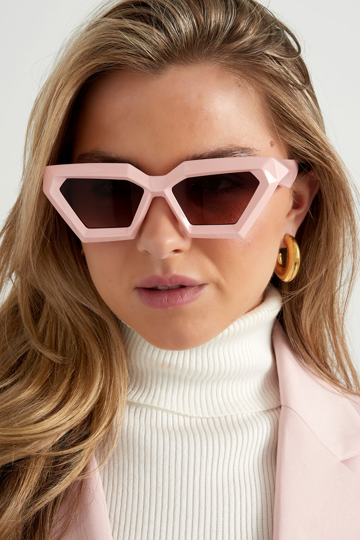 Eckige Sonnenbrille – rosa  h5 Bild4