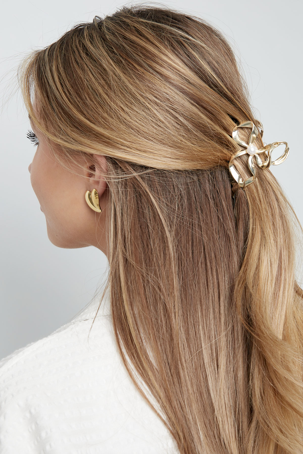 Bow with pearl hair clip - gold  h5 Picture3