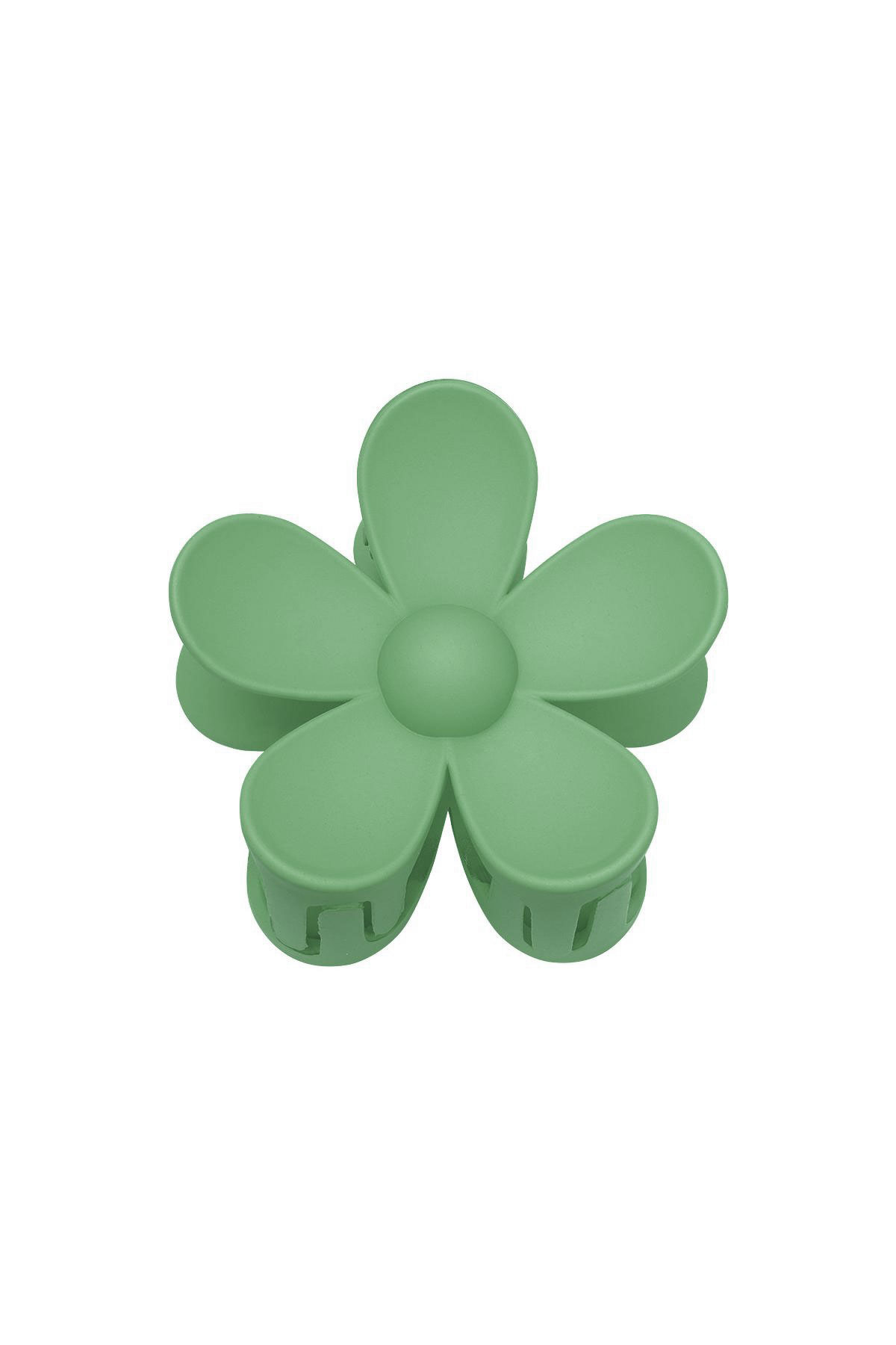 Düz renkli mat papatya çiçeği saç tokası - Yeşil Reçine