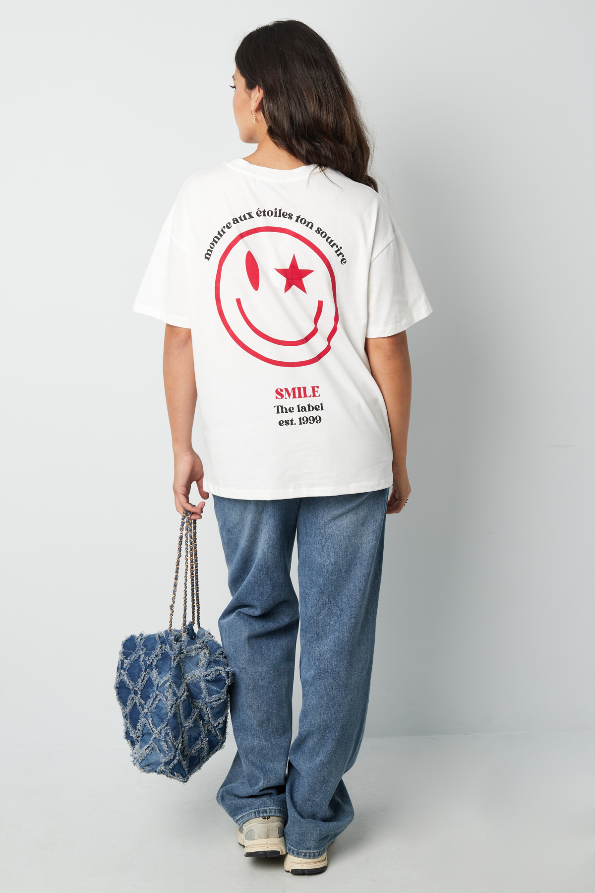 T-shirt happy life smiley - white & red Picture9