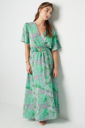 Maxi Dress Floral Print Green S h5 Picture3