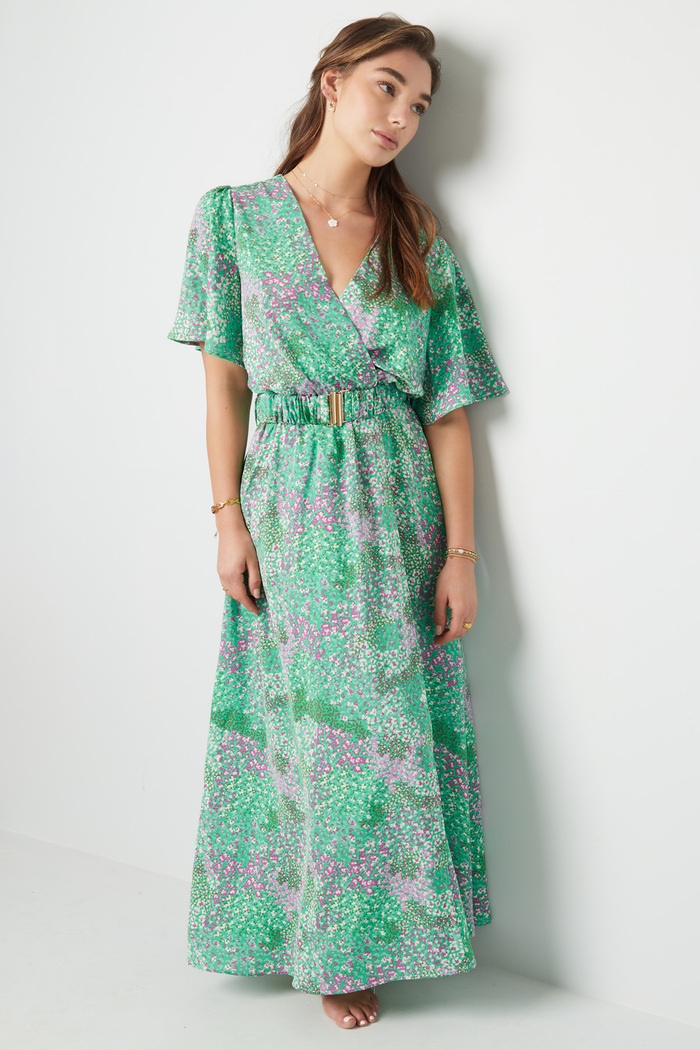 Maxi Dress Floral Print Green S Picture3