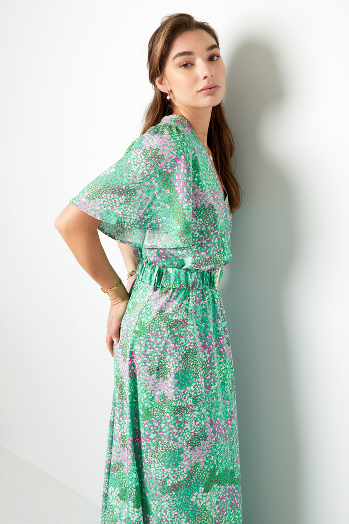 Maxi abito stampa floreale verde poliestere S Immagine5