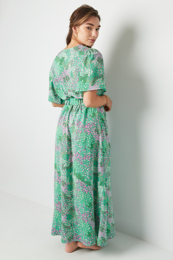 Maxi Dress Floral Print Green S Picture7