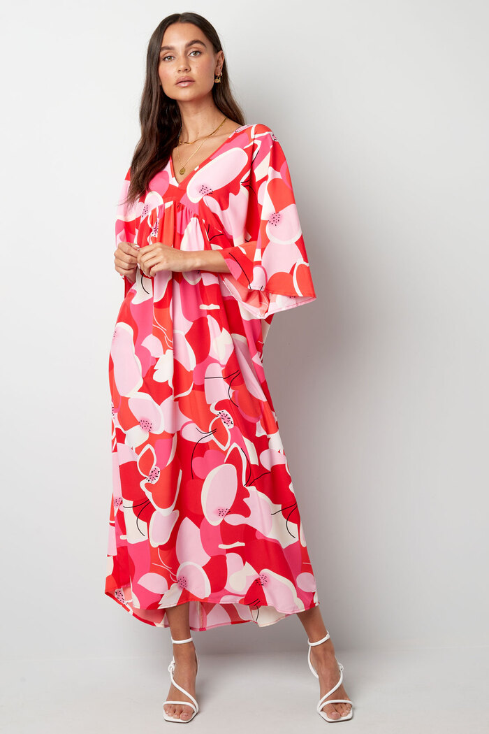 Robe imprimé floral abstrait - rouge Image6