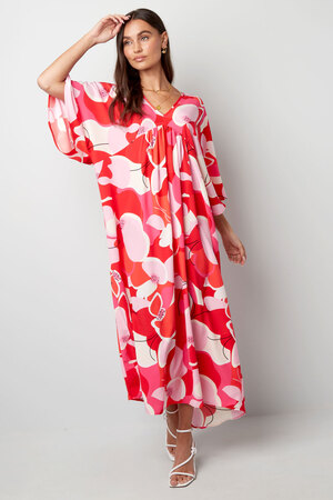 Kleid mit abstraktem Blumendruck - rot h5 Bild3