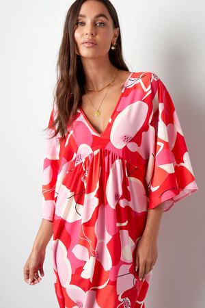Kleid mit abstraktem Blumendruck - rot h5 Bild4